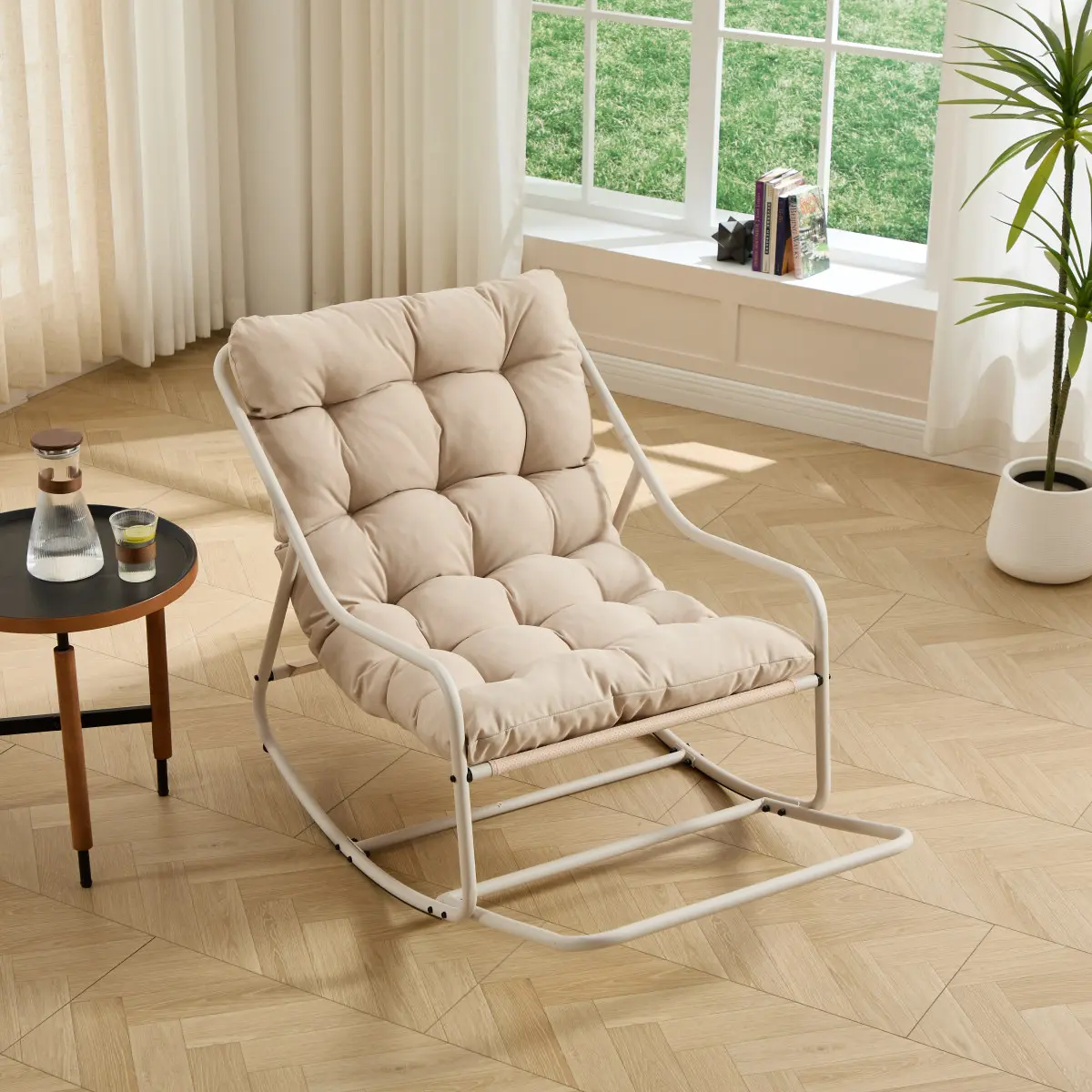 [Bellemave] Indoor & Outdoor Rocking Chair| Thick Cushion| 300 lbs Capacity| Easy Assembly