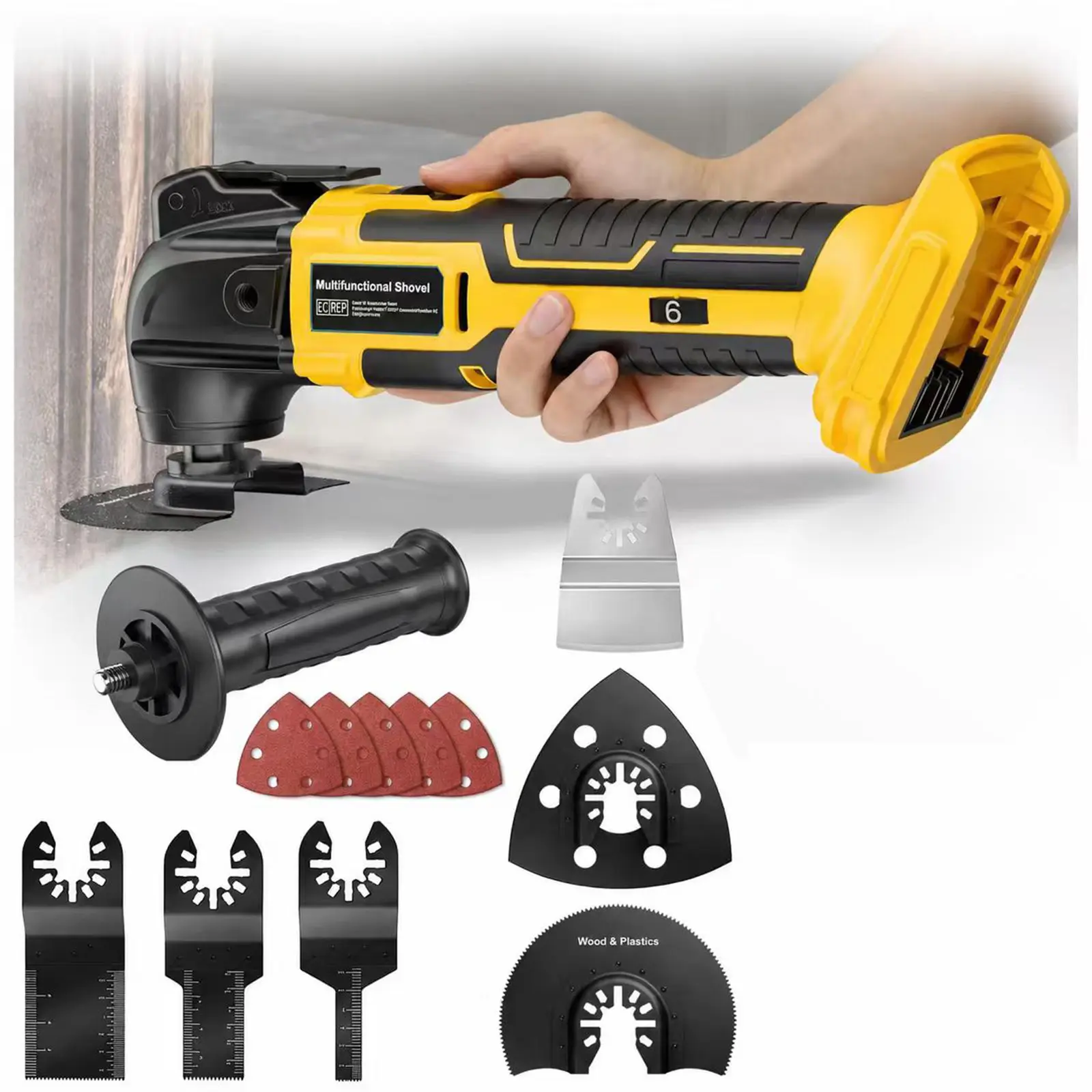 Fathersdaygift Outdoorfun Cordless Oscillating Multi-Tool for Dewalt 20V Battery Portable Brushless Motor 6 Variable Speed Multi-Tool for Scraping,Sanding,Cutting Wood