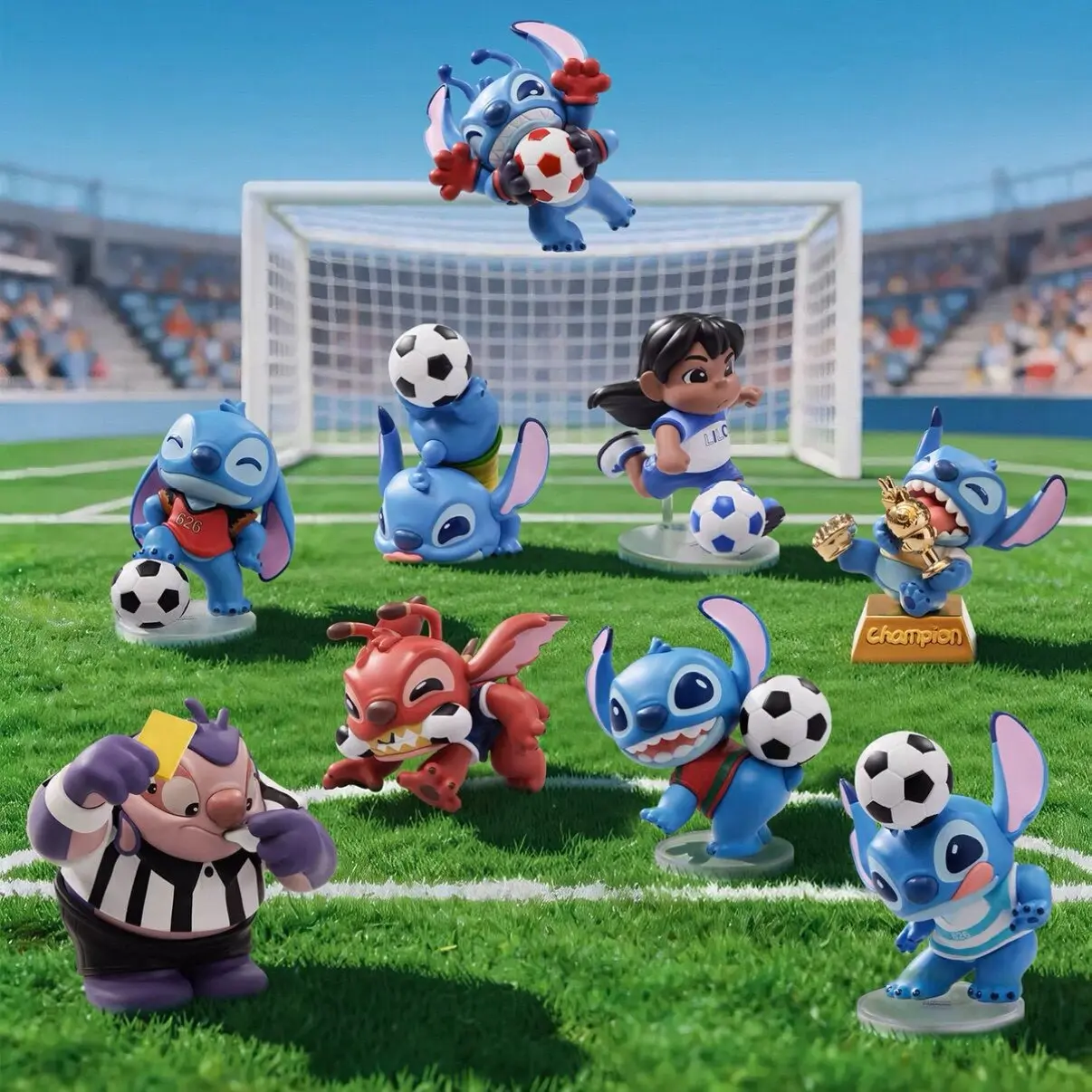 Disney Stitch Goal! On The Field Series Blind Box Figures Official Lilo & Stitch Sports Themed Collectible Figurines Cute Athletic Stitch Ornaments For Fans, Back To School