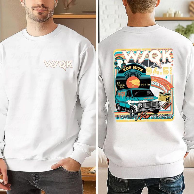 Wsqk Hawkins Radio 2 Sides Hoodie, Hawkins New Hitmaker Sweatshirt, The Squawk Upside Down Shirt, Rockin' Robin 94.5 Fm T Shirt , Unisex Sweater Pullover Tee