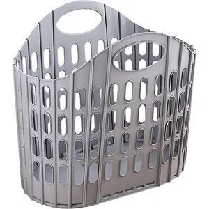MiAoLi Portable Laundry Basket, White and Gray, Breathable storage basket for clothes and towels, odor-resistant, with wheels for easy storage, ideal for dorm rooms, bedrooms, and bathrooms,