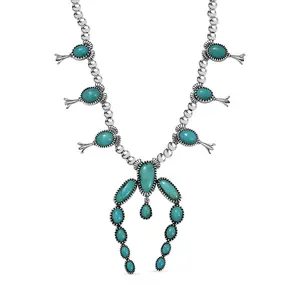 Artisan Crafted Turquoise 15.70 ctw Necklace in Sterling Silver 18 Inches Christmas Gifts
