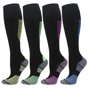 4 Pairs Compression Socks for Men and Women, 15-20 mmHg Knee High Socks with Flexible Fit, Arch Support and Active Comfort for Running, Cycling, Gym Training, Hiking and Outdoor Sports