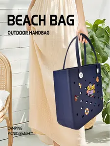 2026 New Large Capacity Medium Beach Bag, Rubber Beach Bag Handbag, EVA Waterproof and Sand proof Single Shoulder Tote Bag, Soft Commuter Tote, EVA Shopping Basket Bag, Pool/Travel Storage Bag, Durable and Lightweight, Unisex Beach Bag