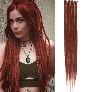 Thin 24 Inch Dreadlock Extensions 40 Strands(4 Packs) Single Ended Ombre Honey Blonde Dreads Reggae Crochet Braiding Hair 0.6 cm Width Soft Synthetic Loc Extensions for Women Men # T27
