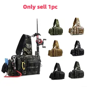 Fishing Tackle Backpack, Fishing Fanny Pack, Crossbody Bag, Fishing Storage Bag, Fishing Tackle Box Organizer with Rod & Gear Holder, Fishing Supplies, Ideal for Fishing, Camping, Hiking