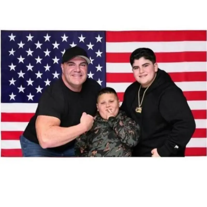 AJ, Big Justice & The Rizzler USA Flag Tapestry - Costco Guys TikTok Stars Face Design, 40in x 60in Home Decor Hanging Wall Art Gift for Fans