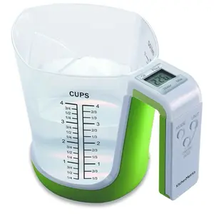 KitchenMetrics Digital Kitchen Food Scale and Measuring Cup with Large LCD Display, 1 Liter Capacity, Automatic Shut Off, 1 lithium Battery Included