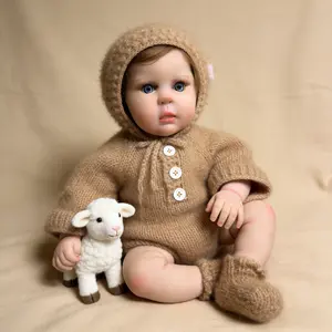 Lifelike Reborn Baby Doll 20Inch with Blue Eyes Rooted Hair Full Set with Outfit Magnetic Pacifier Bottle Changeable Clothes Gift Ready For Kids