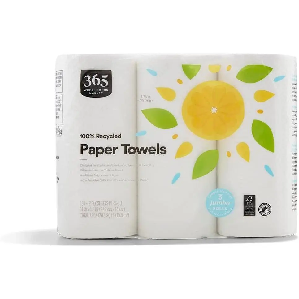 365 by Whole Foods Market, Paper Towels 135 Sheet Jumbo Rolls 3 Count, 135 Count