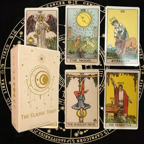 78pcs Classic Tarot Card Set with Guidebook, Durable Portable Fortune-Telling Game, Ideal Gift for Christmas, Halloween & Thanksgiving, Beginner-Friendly Design Divination Cards