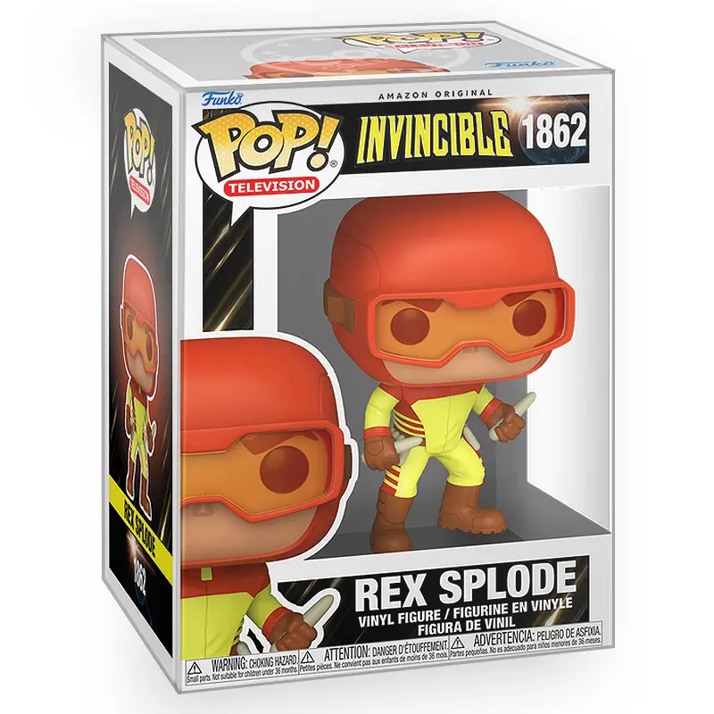 Funko POP TV: Invincible - Rex Splode Vinyl Figure with Epic Collectibles Premium Box Protector Included