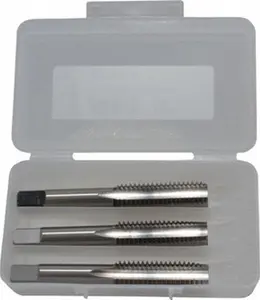 Cleveland 3-Piece Right Hand Thread-Cutting Twist Drill Tap Set, 9/16-12 UNC, 4-Flute, Bottoming Plug & Taper, High-Speed Steel, Bright Finish, 3.594" OAL, C54762