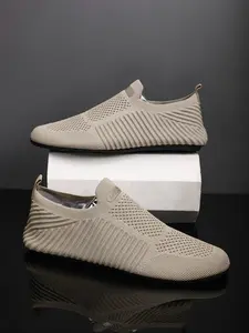 Men's Sporty Lace Up Walking Shoes, Casual Comfortable Breathable Mesh Sneakers, Fashionable Shoes for Daily Wear, Knit Running Shoes, Sports Running Shoes, Running Trainers