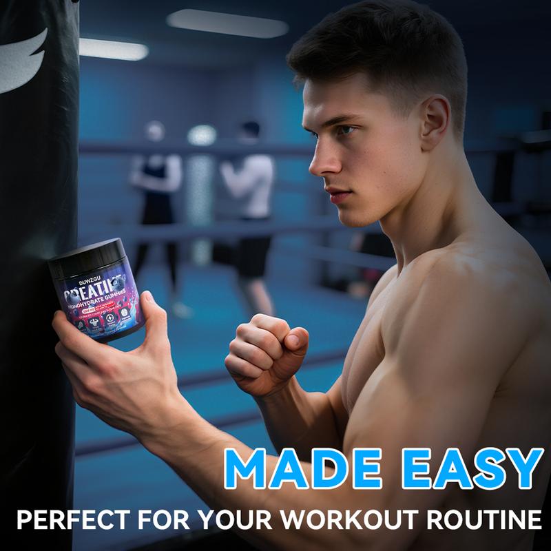Blueberry Flavored Creatine&Carnitine Gummies - 5000mg Sugar-Free | Boost Strength & Speed Recovery | Workout Essentia