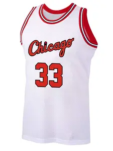 Men's 33 White Embroidered Basketball Lightweight Jersey, Casual Short Sleeve Vest, Summer Fitted Long Clothing, Figure Pattern H Type Design