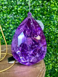 6 Inch Purple Acrylic Rain Drop Diamond Ornament