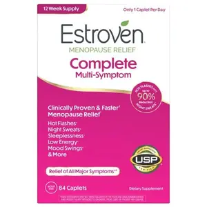 Estroven Complete Multi-Symptom Menopause Relief 84 Count Plant-Based Vegan Soy Hormone & Gluten Free for Hot Flashes Night Sweats Mood Swings Healthcare