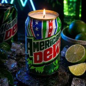 American Dew Repurposed Soda Can Candle | Hand-Poured Soy Wax Candle | Upcycled Home Décor