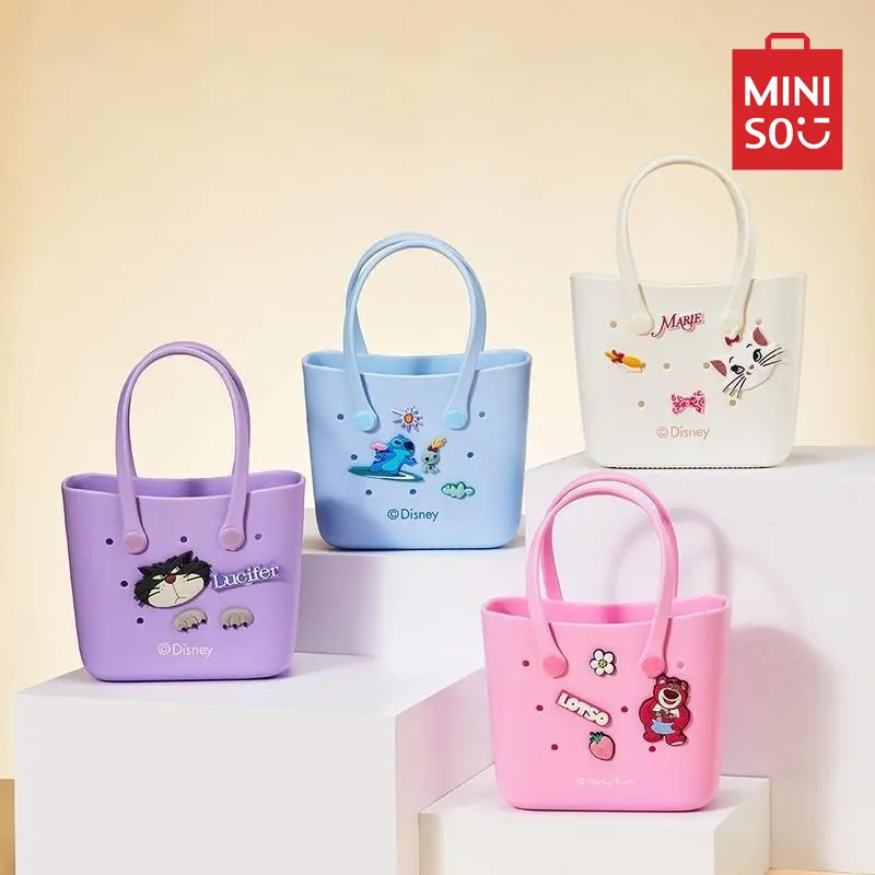 [Crochet Bag with Accessories]Disney Mini Lunch Bag for Women & Girls | Durable Crocs-Inspired Tote | Small Size with Handle | Cute Bento Bag for School, Work,