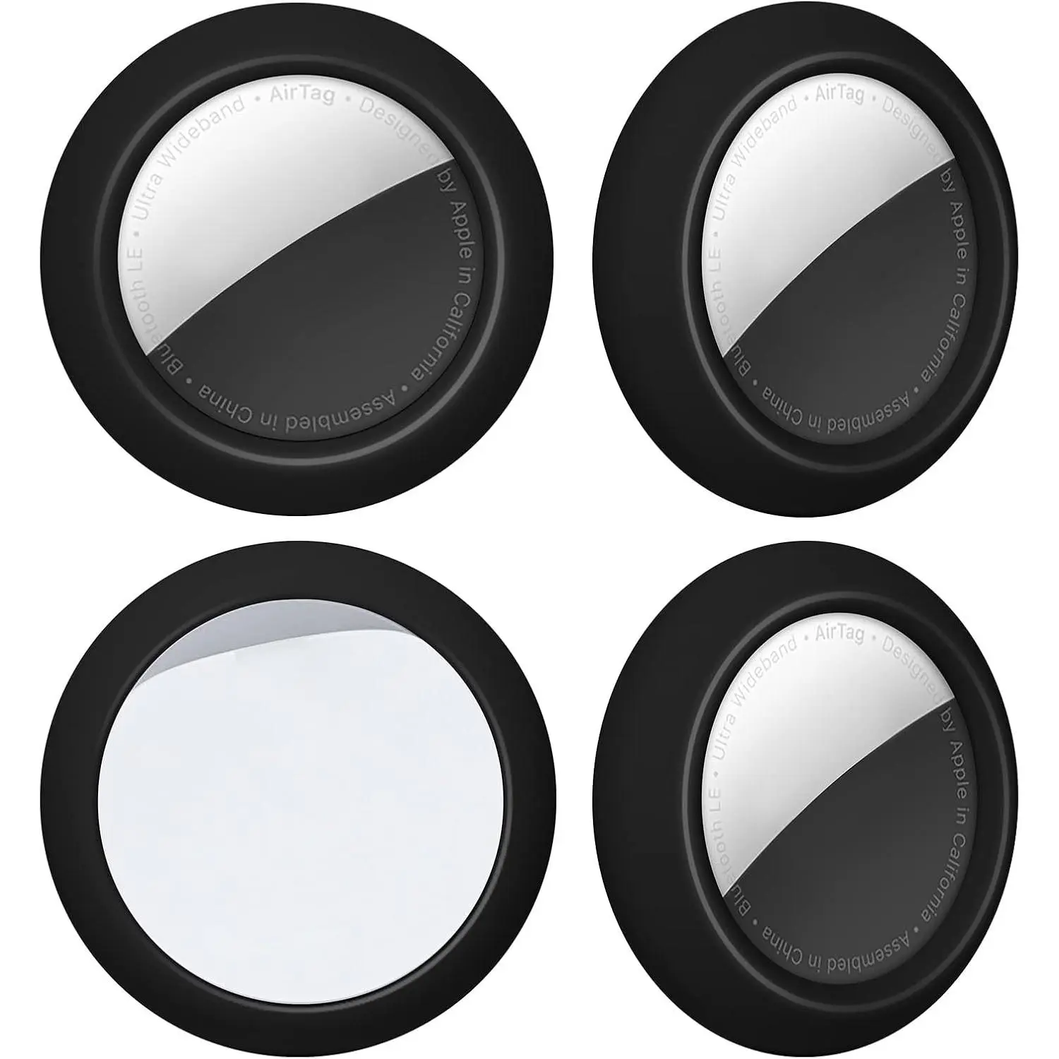 Case Compatible with Airtag Holder with Super Sticky Adhesive Mount -  Airtag Cover Sticker for Phone, Wallet, Remote Control, , Luggage (4-Pack, Black)