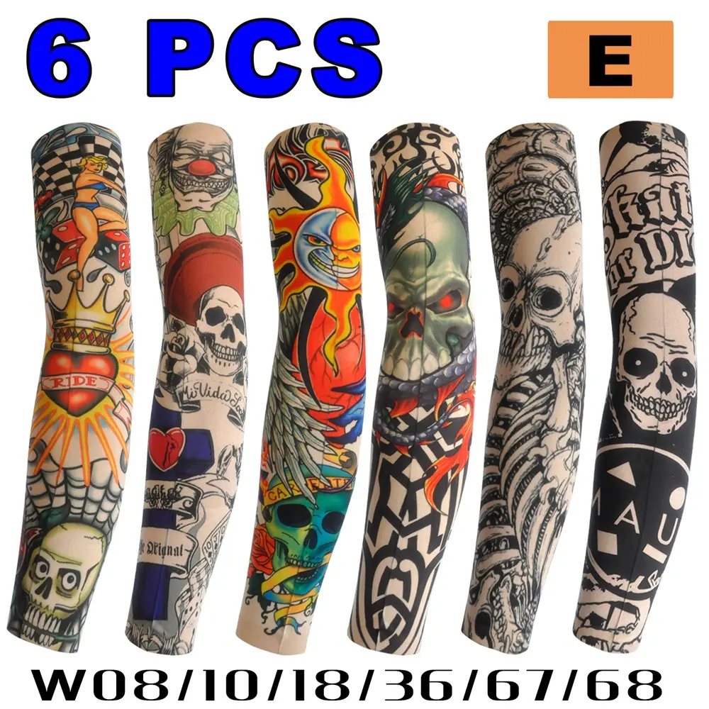 6PCS Stretchy UV Arm Sleeve Protective Gear Packs, Breathable Cooling Tattoo-Covering Upper Arm Protective Gear for Outdoor Fitness Activities