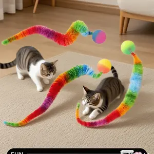 Interactive Magic Worm Cat Toy Set, 2pcs Durable Polyester Material, Perfect for Indoor Play & Enrichment Activities