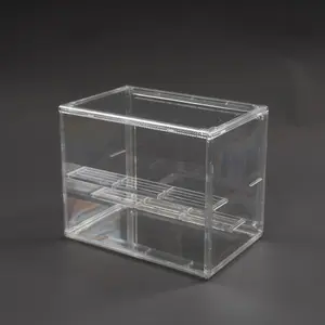 CNCEST Clear PET Display Case for Figurines Magnetic Door Showcase Box with Adjustable Shelves, 22lb Capacity, Dustproof Stackable Collectible Display Organiser