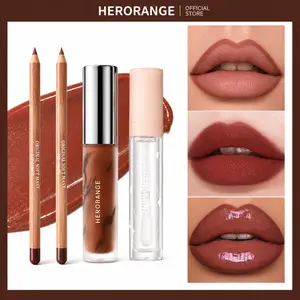 "2 Lip Liners + Velvet Matte Lipstick & Nourishing Lip Oil Set - Transfer-Proof, Plumping, Flattering Shades for All Skin - 24H Moisture, Perfect for Fall & Holiday Gifting"