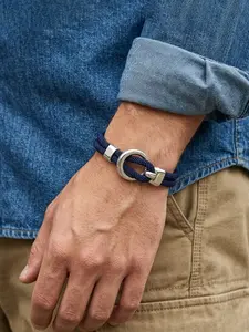1 piece of men's nautical knot bracelet, minimalist casual style durable braided rope bracelet, equipped with polished anti-rust metal buckle, unisex, suitable for daily wear and gifts