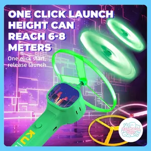Rechargeable Saucer Launcher, 6 Flying Spinners Luminous Dragonfly Toy, Portable Electric Colorful Light Outdoor Fun for Birthday Party Mother’s Day Gift, party gifts