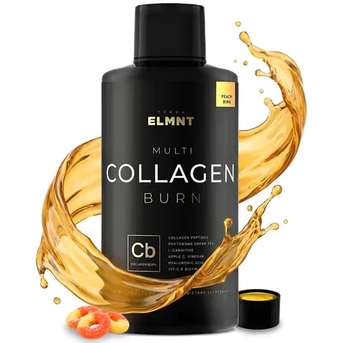 Liquid Collagen | 4,000mg Multi-Collagen Peptides + Biotin, Hyaluronic Acid & Vitamin C | Peach Flavor | Daily Collagen & Wellness Support | TERRA ELMNT