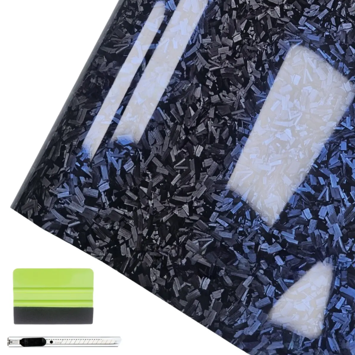 2026 Two Color - Reflective Gloss Forged Carbon Car Body Sticker with Cutter and Hand Tool Kit, 60 x 12 inch Car Vinyl Film Wrap Protector Sticker, 5x1FT Self-Adhesive Air Bubble Free Easy to Install, Universal For All Cars SUVs Truck Motorcycle