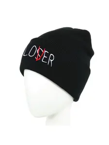 Unisex Couple Hat Fashion Trendy Knit Beanie for Fall Winter, Casual Fitted Ski Cap with Embroidery Design, Men Women Warm Headwear Knit Hats