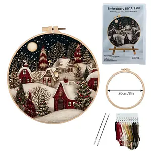 Beginner Embroidery Kit with Bird Tiger Butterfly Floral Patterns, Embroidery Craft, Colorful Cross Stitch Set for DIY Enthusiasts, Includes Printed Fabric Thread Needle