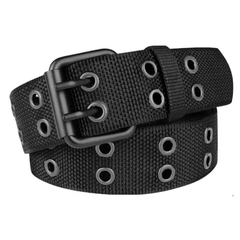 Nylon Double-Hole Design Casual Waist Belt for Men & Women, Durable Belts Adjustable Street Style Fashion Belt for Party & Daily Wear, Trendy All-Match Exquisite Gift