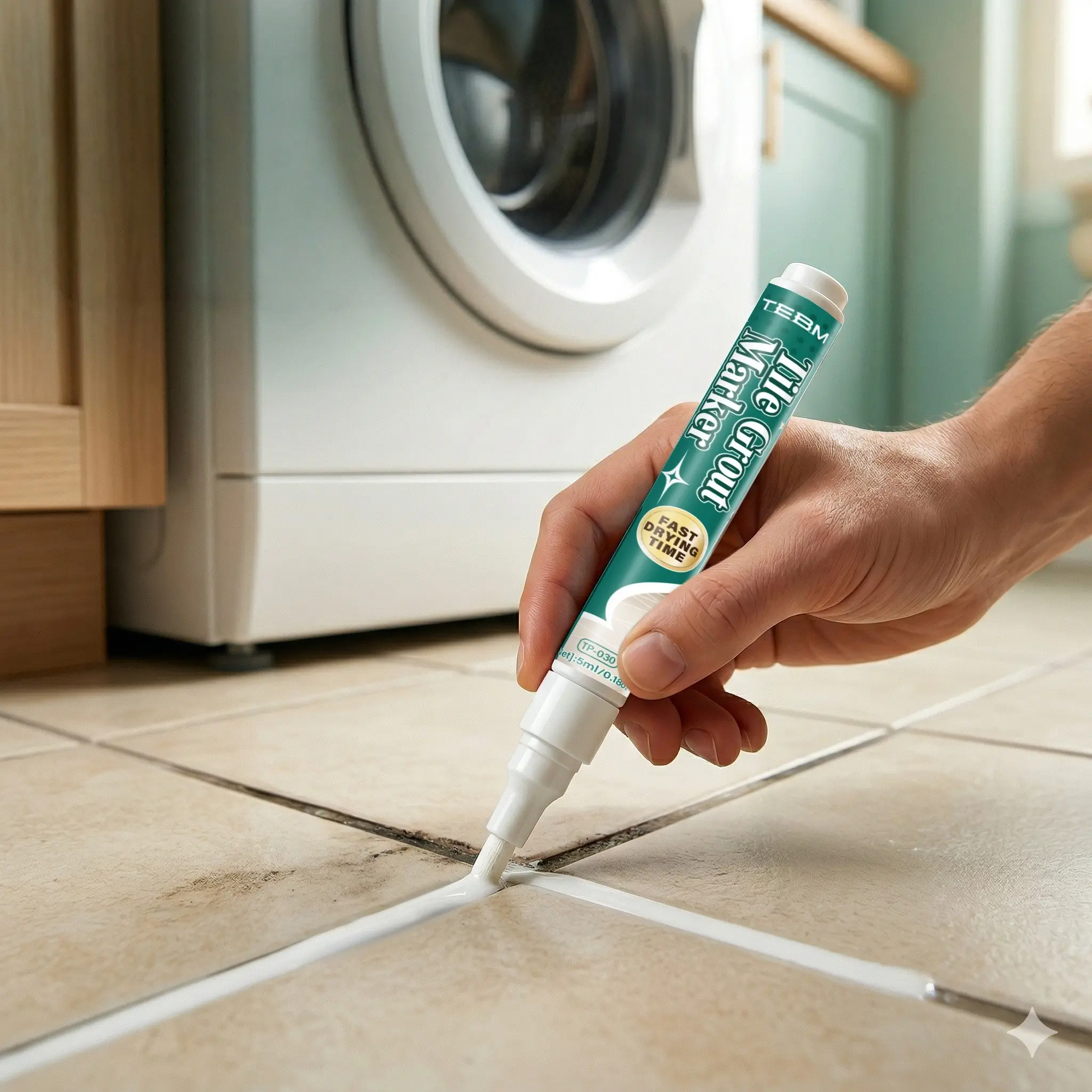 Quick-Dry Tile Grout Pen, Quick Dry Adhesive, Fast Drying Adhesive, Waterproof and Fade-Resistant, Liquid Waterproof Sealant, Easy-To-Use Grout Pen, Ideal for Floor and Bathroom Tile Gaps Repair
