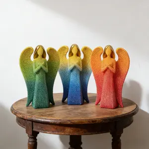 Gradual Angel Statue Set, Beaded Resin Craftsmanship, Home Office Decor, Blue Angels, Modern Art Decoration for Living Room Bookshelf Entryway