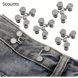 Jeans Waist Tightener, 5 Counts Adjustable Jeans Button, Multi-functional Metal Button for Daily Commuting, DIY Sewing Supplies