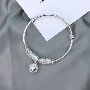 925 Sterling Silver plated Bracelets For Women 925 Sterling Silver Beads Bangle Bracelet Transfer Lucky Cuff Bracelet Adjustable Fashion Women Jewelry Valentine's gift