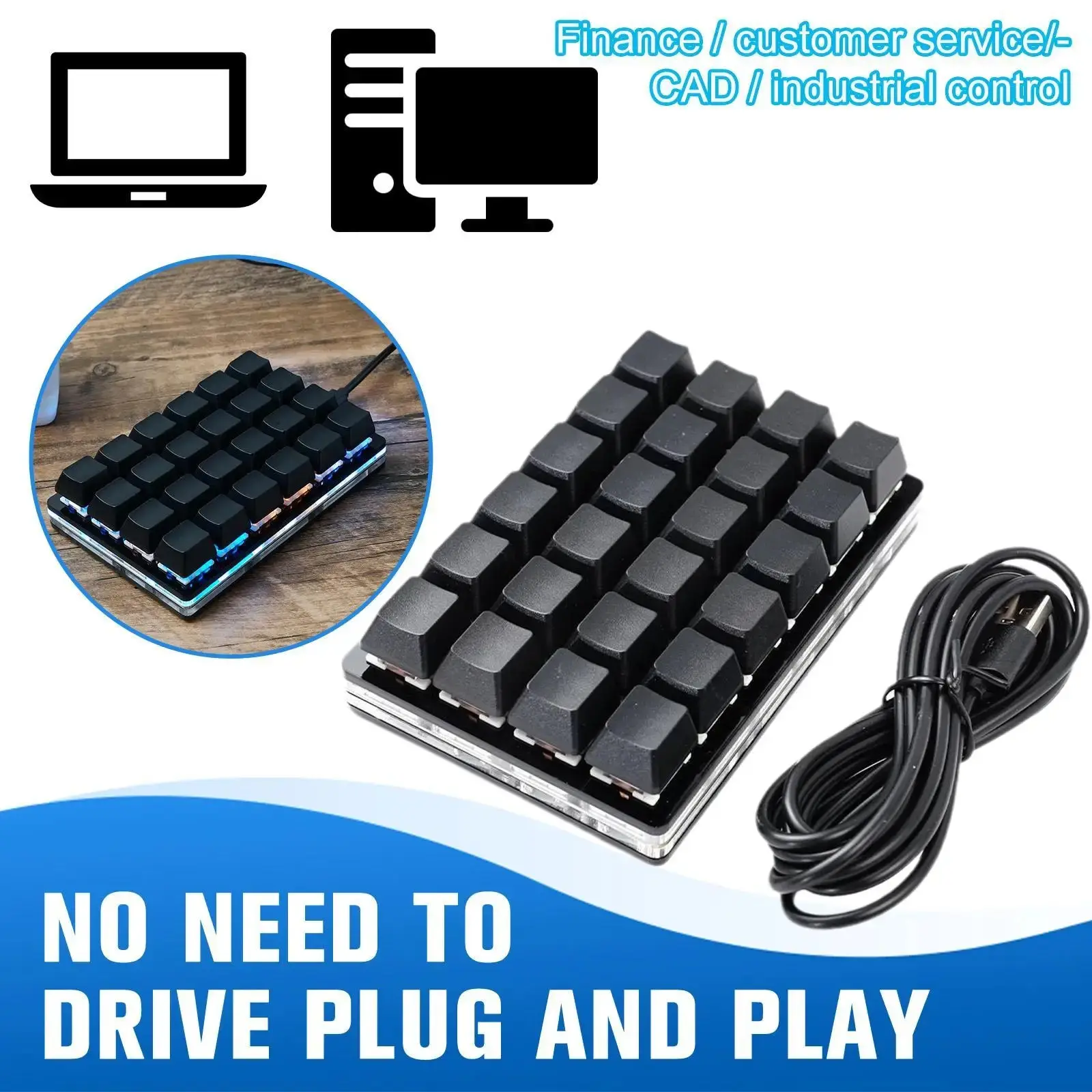 24 Key Programmable Mechanical Macro Keypad