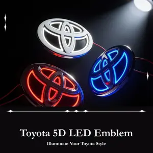 Toyota 5D LED Emblem Light - Plug-and-Play Illuminated Badge with Red, White & Blue Options for Corolla, Camry, Land Cruiser & Alphard