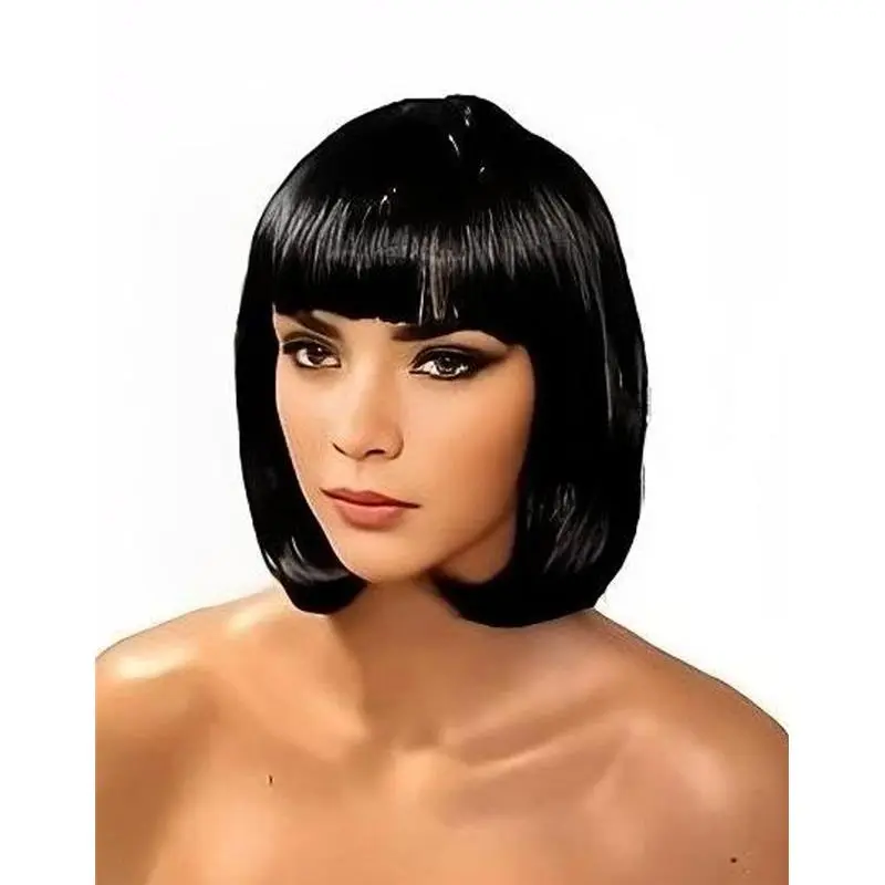 Black and Synthetic Curly Bob Wig - Thick, Full Standard Bob, 14 Inches, Realistic Black Color, Comfortable and Breathable Hair Accessory