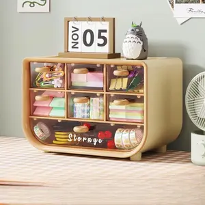 Three-tier seven-grid desktop multi-function storage box, Desk Organizers - multi-compartment drawer box for office supplies, stationery and desktop decoration