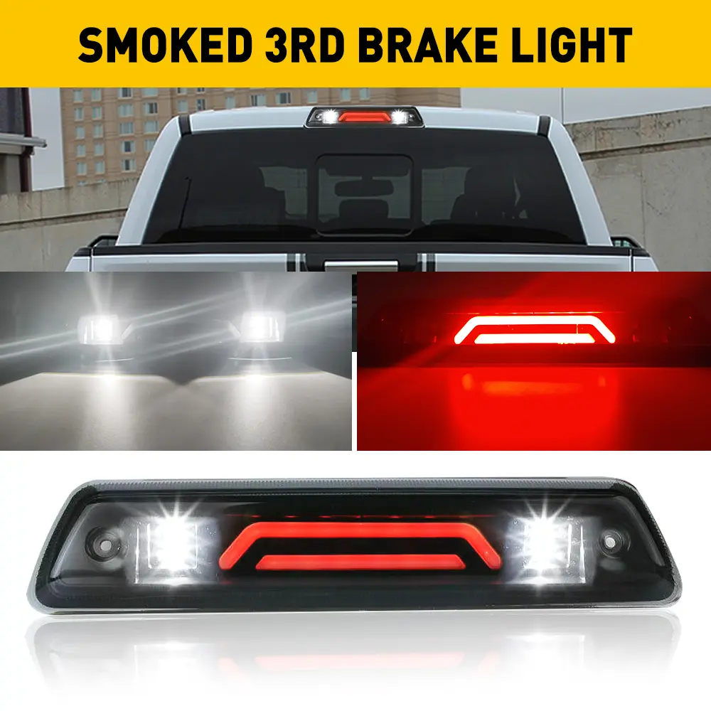 AUTOONE LED Third Brake Cargo Light for 2009-2014 Ford F150, 4×Cargo LEDs, Smoked ABS Polycarbonate Lens, Smoke Housing, Heat Sink, IP68 Waterproof, OE Fit, Durable, Easy Install Plug-and-Play Signal Rear Reverse Lamp, Reflective