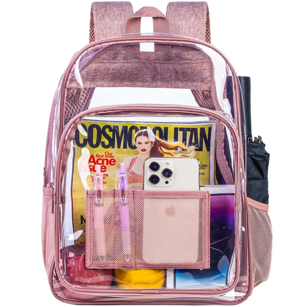Clear Backpack, Heavy Duty Transparent Bookbag, See Through PVC Backpacks