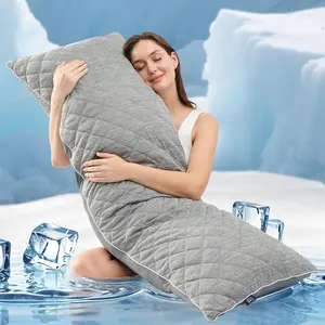 Cooling  Pillow for Adults Side Sleeper &  - Memory  Insert Long  Pillow 20 x 54 Inch with Washable Pillowcase,  for Men Women Grey