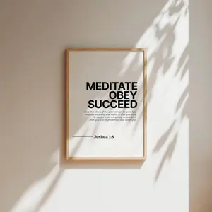 Itsel Joshua 1:8 Meditate Obey Succeed Bible Verse Wall Art, Christian Home Decor, Print Christian Wall Art, Bible Poster