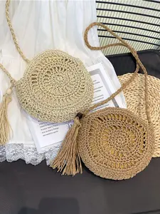 Tassel Woven Straw Bag Fashion Versatile Shoulder Bag Handmade Crossbody Beach Bag for Daily Commute Vacation Mother's Day Easter Valentine's Gift