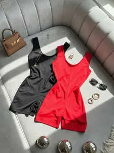 Women's U Neck Backless Sleeveless Jumpsuit, Elastic Fitted Casual Wear, Soft Breathable Fabric, Summer Essential for Fitness & Daily Use